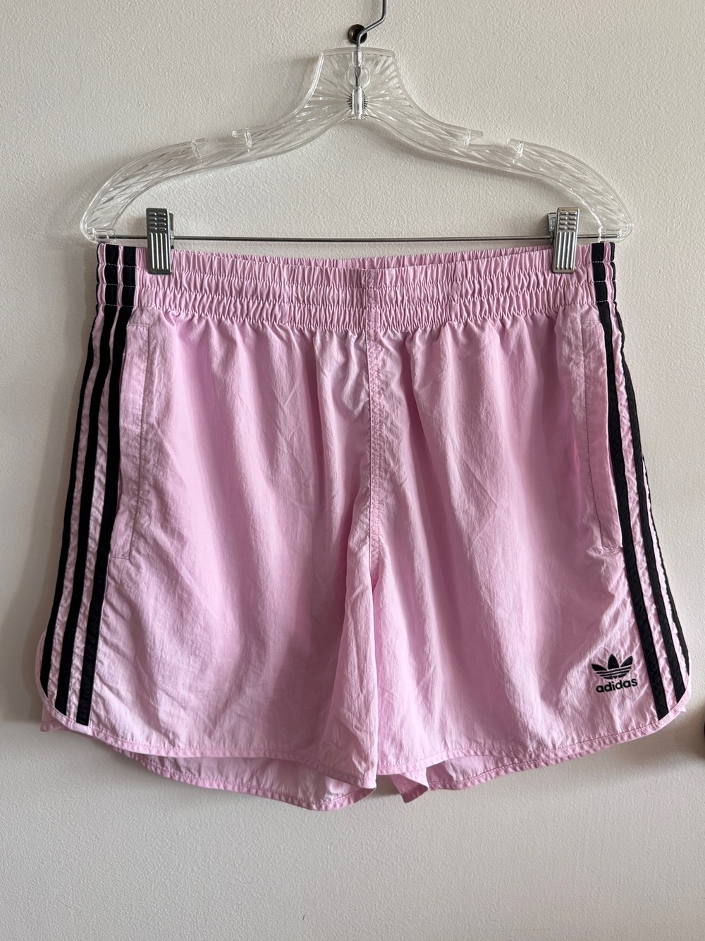 adidas Originals Light Pink Men's Athletic Shorts with Black Stripes L Workout